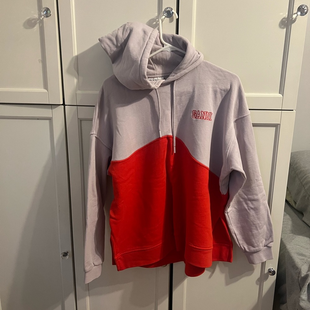 GANNI Red and Gray/soft lavender Hoodie with matching sweatpants
